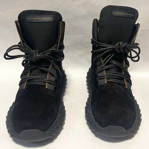 Brand New Size 43 Giuseppe Zanotti Urchin Suede Hi Top Black/Black/Gold